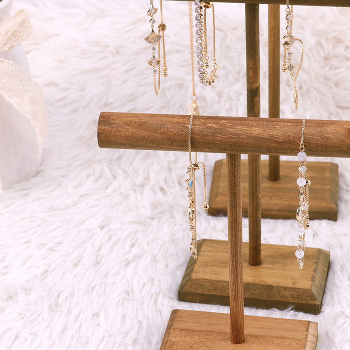 Wooden Jewellery T-Bar Bracelet Display Stand - Desktop Rack for Bracelets & Watches (S/M/L/3pcs)