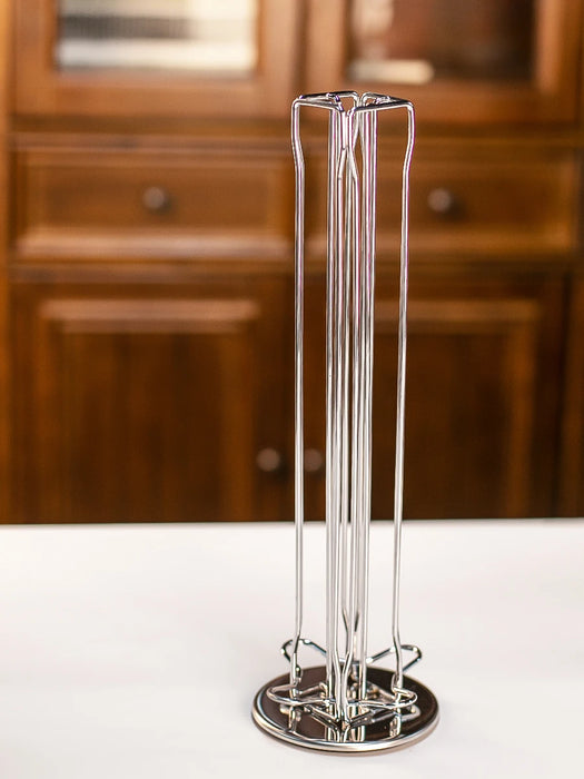 Silver Rotating Coffee Capsule Rack – 360° Base, Holds 40 Pods