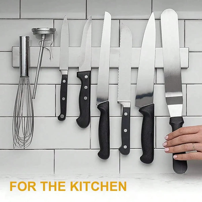 Leeseph Stainless Steel Magnetic Knife Holder — Wall-Mounted Multipurpose Knife Rack