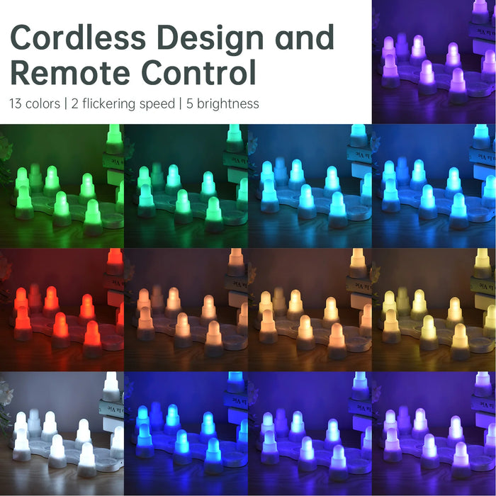 12-Pack USB Rechargeable Flameless LED Tealight Candles with Remote & Timer