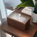 Black Walnut-Pattern Wooden Tissue Box with Paper Drawer — Brown