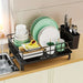 Rustproof Dish Drainer for Worktops with Removable Drain Board & Utensil Holder — Black