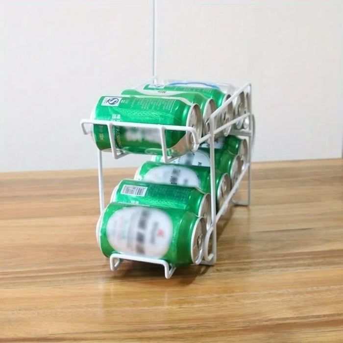 Double-Layer Metal Can Rack — 10-Can Fridge & Pantry Organiser, 35 x 15 x 19cm