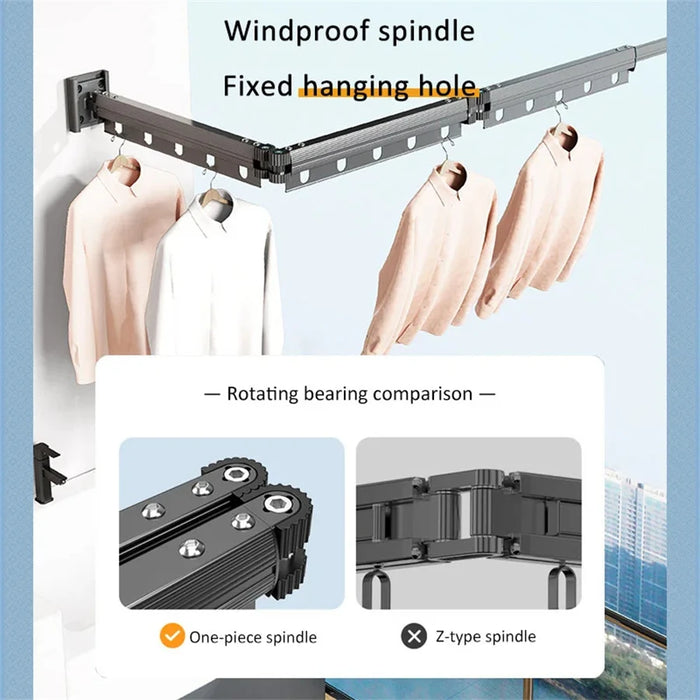 Aluminium Folding Wall-Mounted Drying Rack — Space-Saving Collapsible Clothes Hanger