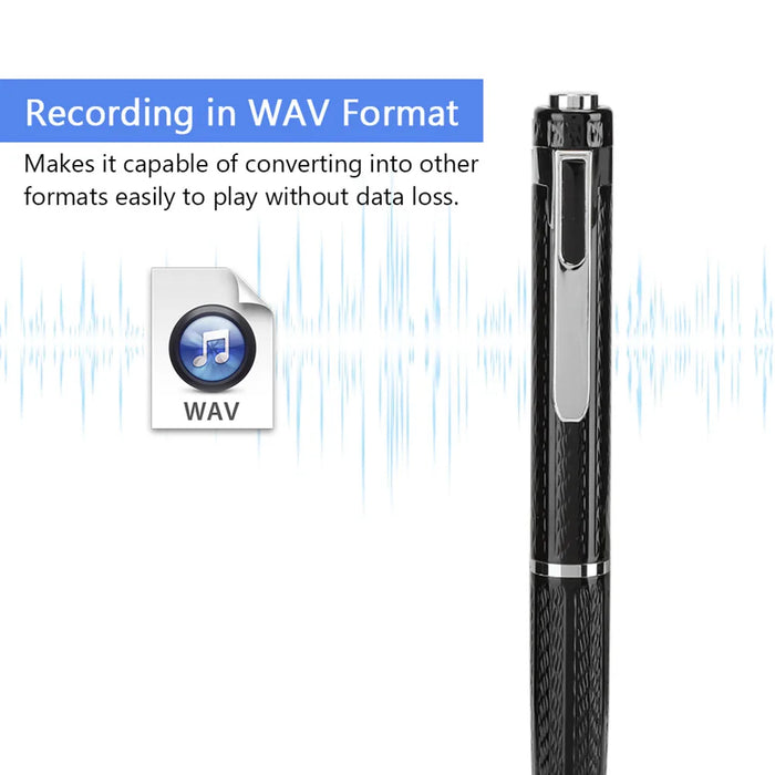 Pen-style Digital Voice Recorder — 12‑hour Continuous, 192kbps, One-button