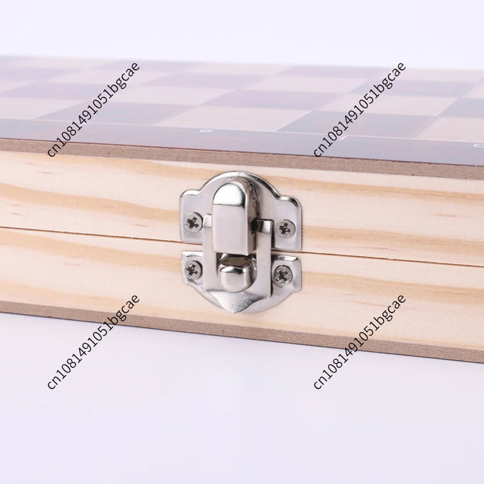 Foldable 3-in-1 Wooden Chess Set — Chess, Checkers & Backgammon, 29×29cm Travel Board