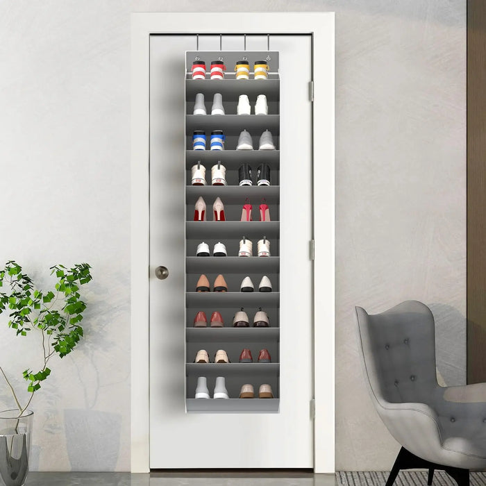 10-Tier Over-the-Door Shoe Organiser — Deep Pocket Hanging Rack (74in x 17in x 11in)