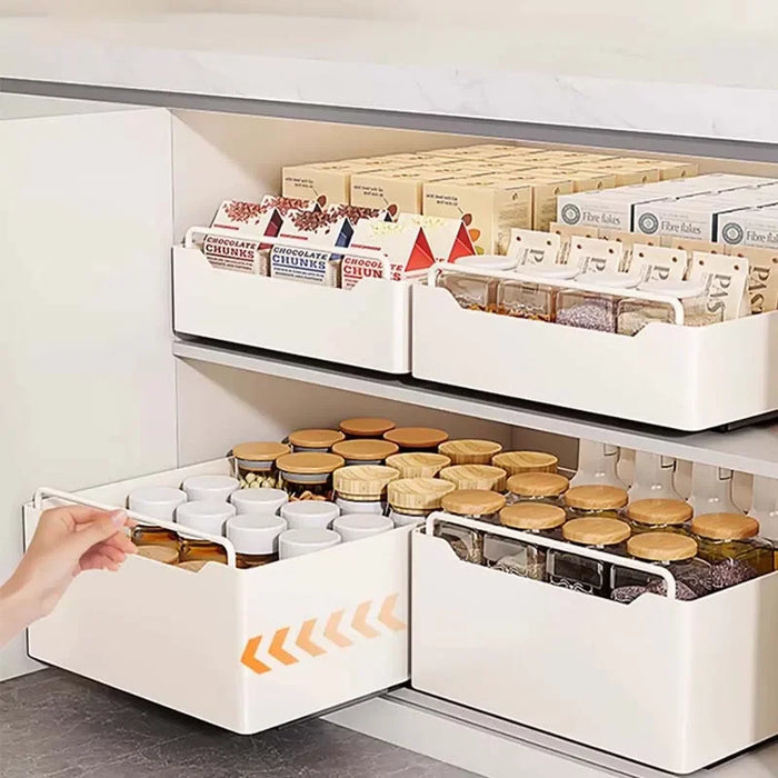 Under-sink Pull-out Drawer Organiser – No-drill Sliding Storage Rack for Kitchen & Bathroom