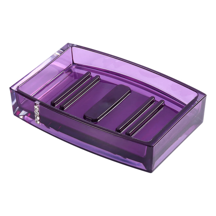 5‑Piece Purple Acrylic Bathroom Set — Emulsion Bottle, Toothbrush Holder, Soap Dish & 2 Cups