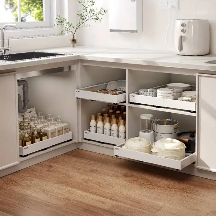 Pull-Out Cabinet Organiser (Expandable 18.5\"-23.5\") — Silent 3-Rail Slide
