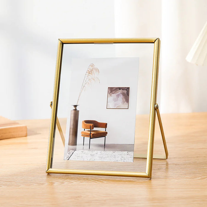 4- & 6-inch Metal Floating Photo Frame — Gold or Black with Transparent Acrylic Panels