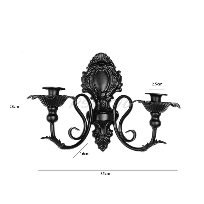 Vintage Black Wall-Mounted Iron Candlestick Holder