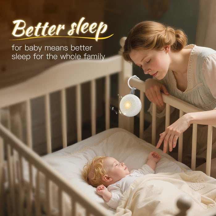 Portable Sleep Sound Machine for Baby & Adult — 15 Sounds, Cry Detection, Night Light, Timer (Rechargeable)
