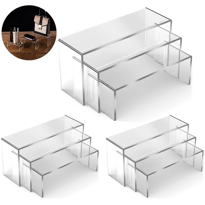Acrylic U-Shape Display Stands — Set of 3/6/9 (Clear, White, Black, Red) — Cupcake, Dessert & Jewellery Risers