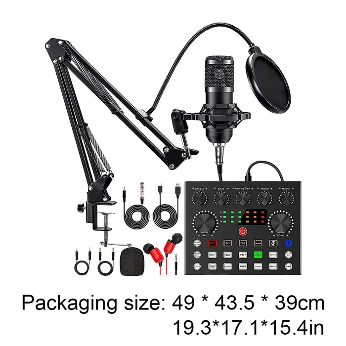 BM-800 Podcast Bundle with V8 Sound Card — Condenser Mic Kit for Podcasting, Streaming & Recording