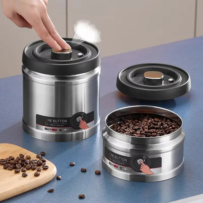 Vacuum-Sealed Stainless Steel Food Jar — Airtight Coffee & Grain Storage (750, 1100, 1600ml)