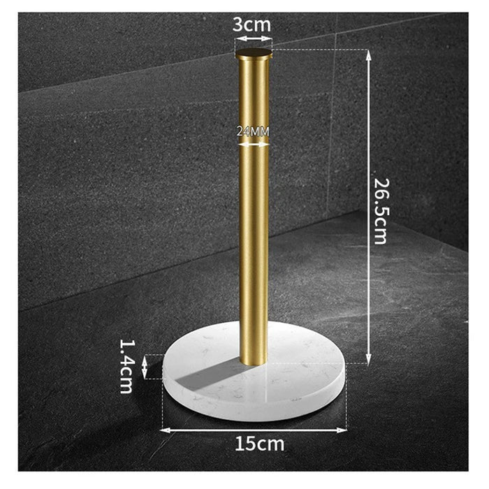 Nordic Marble & Space Aluminium Paper Towel Holder — Vertical Kitchen Roll Stand (Black, White, Gold)