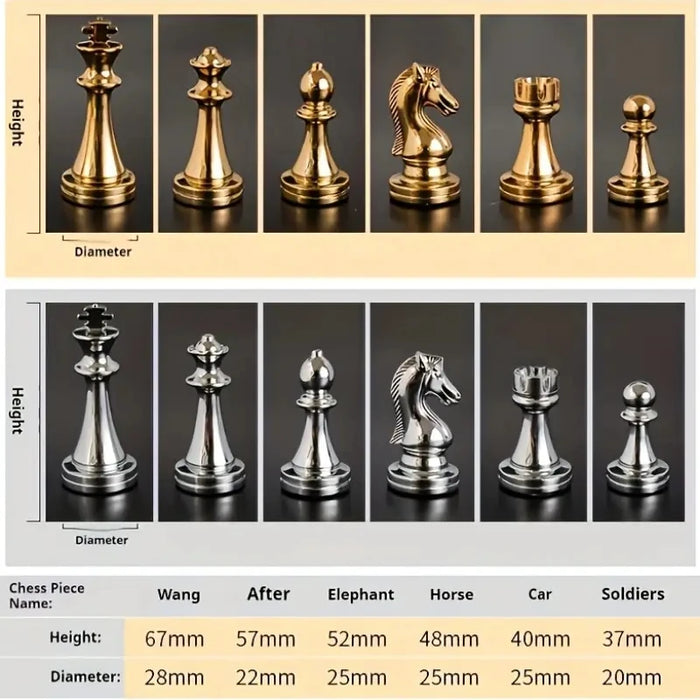 Deluxe 30cm Folding Wooden Checkerboard Set with Weighted Zinc Alloy Pieces