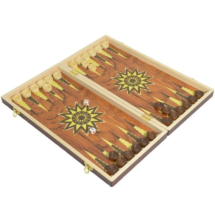 Folding Wooden Board Game — Chess, Checkers & Backgammon (29/39/49 cm)