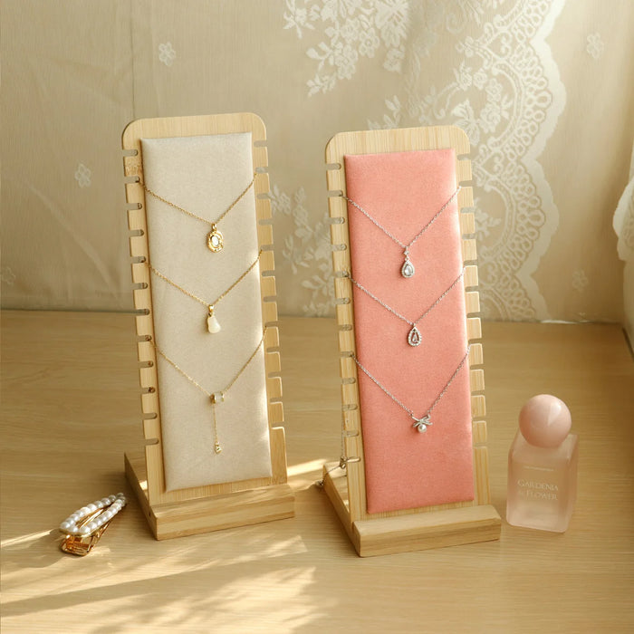 Bamboo Jewellery Display Stand — Large Capacity Necklace & Bracelet Rack (Desktop)