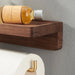 Wall-Mounted Toilet Roll Holder with Wood Shelf and Brass Fittings – Single Roll