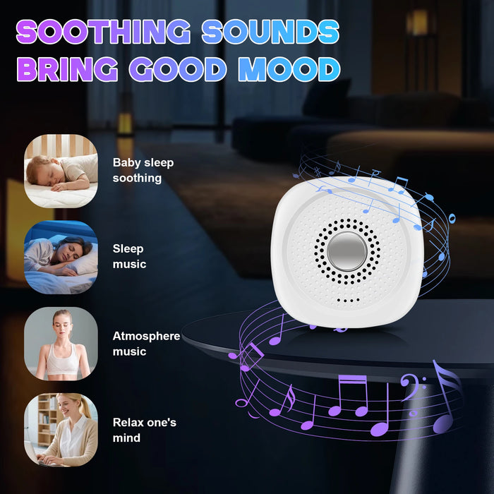 Portable White Noise Sound Machine — 8 Soothing Sounds, USB Rechargeable with Sleep Timer