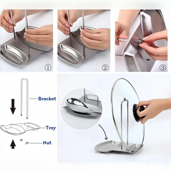 Stainless Steel Detachable Pot Lid & Utensil Rack