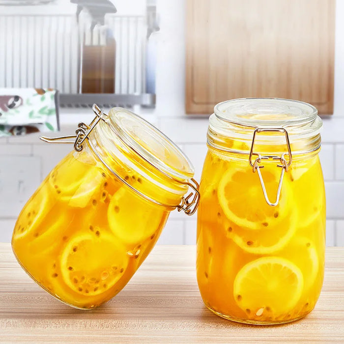 Sealed Glass Jars with Clip Lids — Airtight Food-Grade Storage (500–1000ml & 3‑piece set)