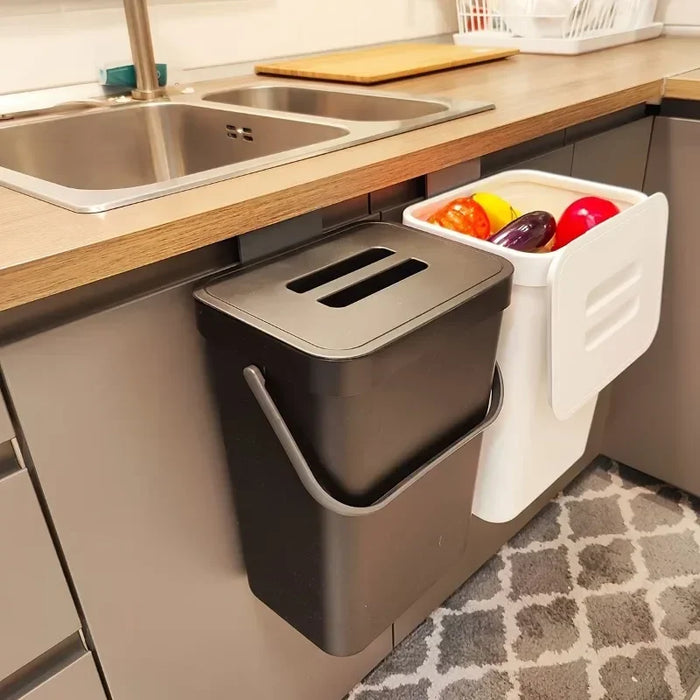 Countertop Compost Bin with Lid – Hanging or Freestanding Kitchen & Bathroom Bin (3L/5L)