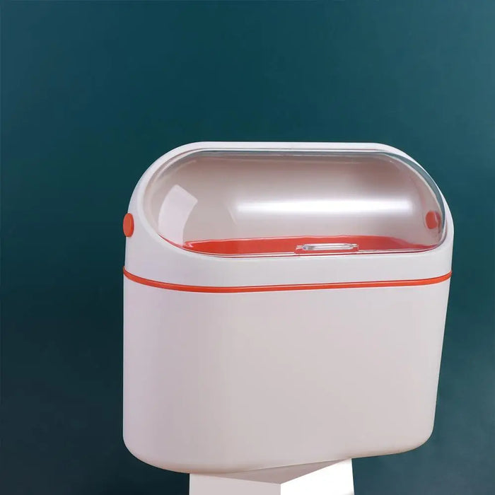 Mini Desktop Compost Bin – Hanging Countertop Rubbish Bucket (Orange / Navy)