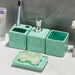 Ceramic 4-Piece Bathroom Organiser Set — Soap Dispenser, Lotion Bottle, Toothbrush Cup & Soap Dish