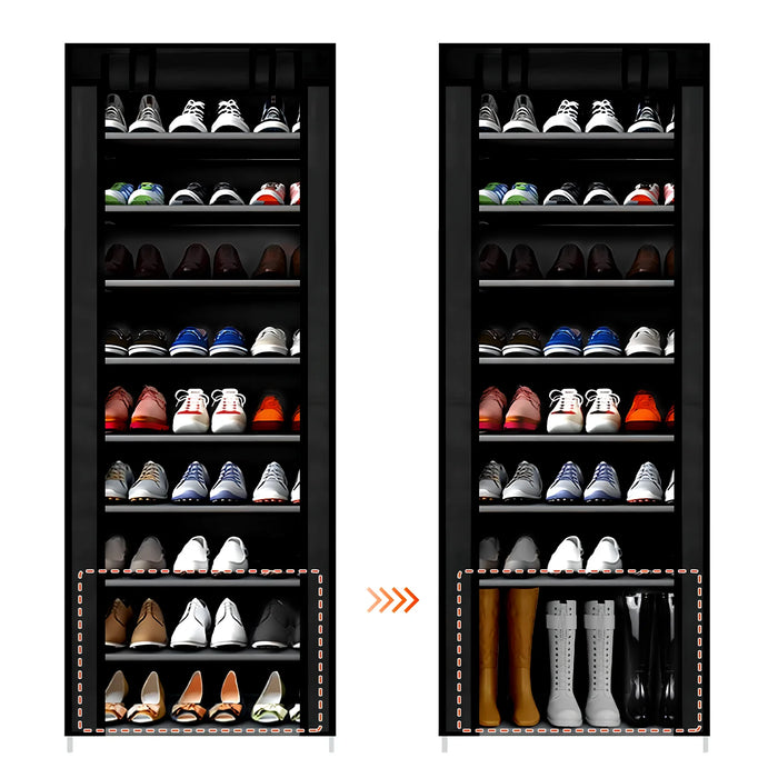 Adjustable 9-Compartment Shoe Cabinet 60 x 30 x 155cm – Dust-proof Multi-layer