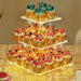 Acrylic 3/4-Tier Square Cake & Cupcake Stand with LED Lights