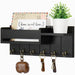 Rustic Wood Key Rack & Mail Organiser — 6 Hooks with Shelf, Wall-Mounted