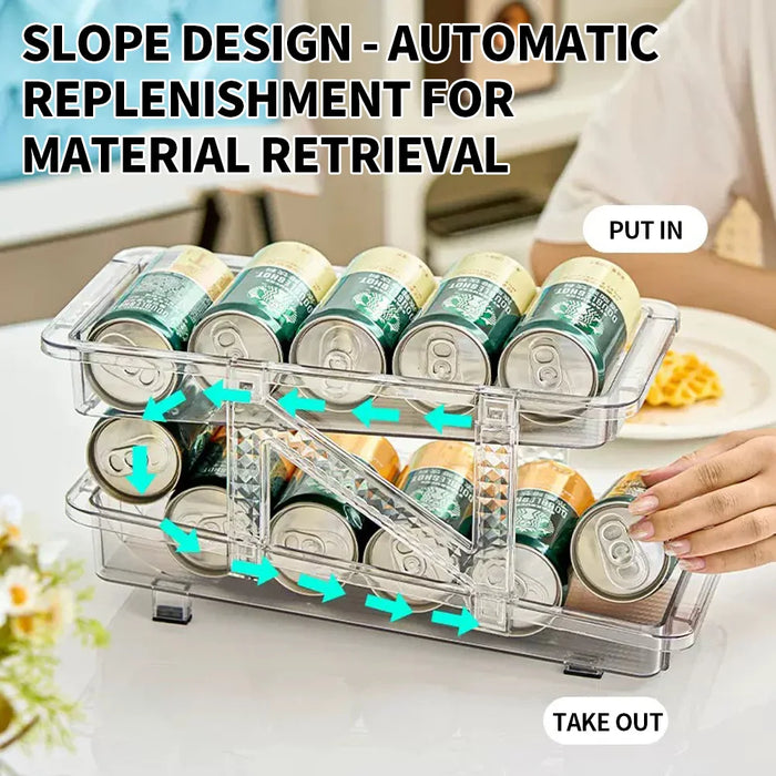 Expandable 2‑Tier Can Storage Rack – Transparent Double‑Layer Fridge Stacker