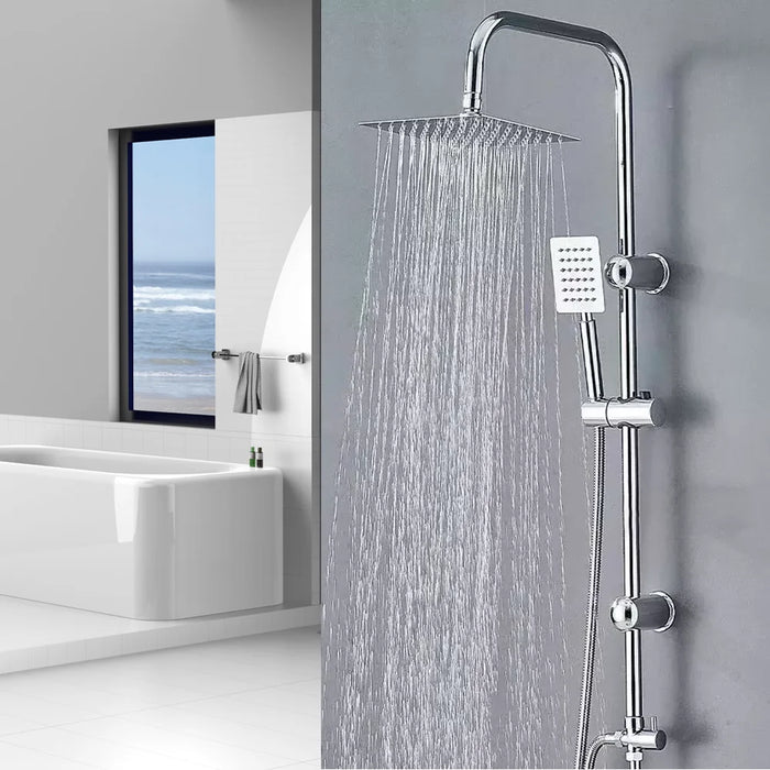 Square Stainless Steel Shower Head Set with 8-inch Rainfall & Mixer
