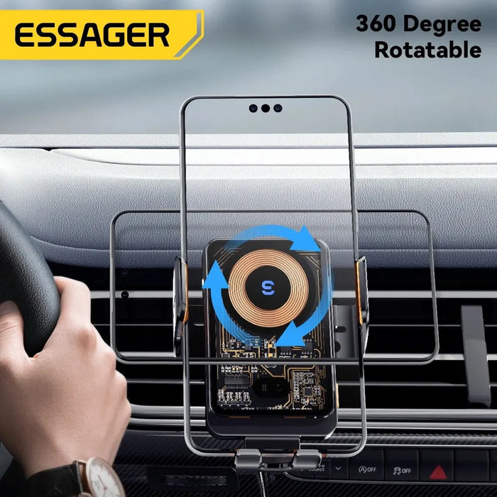 15W Qi Wireless Car Phone Holder – Air Vent & Suction Mount, Fast Charge