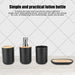 4-piece Bamboo-Accent Bathroom Set — Dispenser, Toothbrush Holder, Tumbler & Soap Dish