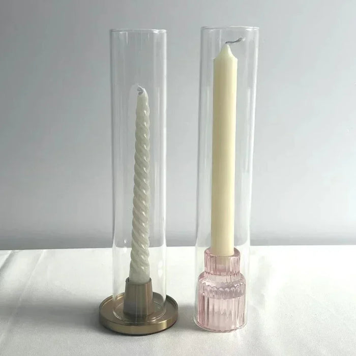 Set of 10 Glass Hurricane Candle Sleeves — 5cm x 27cm