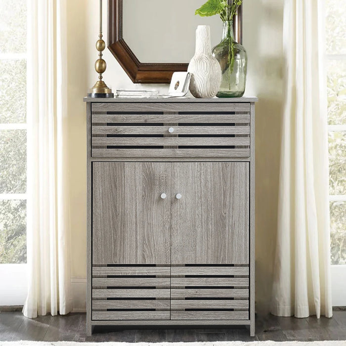 Modern Wooden Freestanding Bathroom Cabinet - Grey Oak, 60 x 30 x 85cm