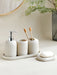 5-Piece Bathroom Accessory Set — Lotion Dispenser, Toothbrush Holder, Tumbler, Soap Dish & Tray (Beige or Grey)