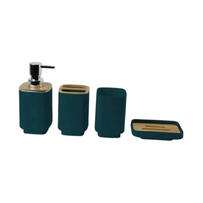4-Piece Bathroom Accessory Set — Dispenser, Toothbrush Holder, Cup & Soap Tray