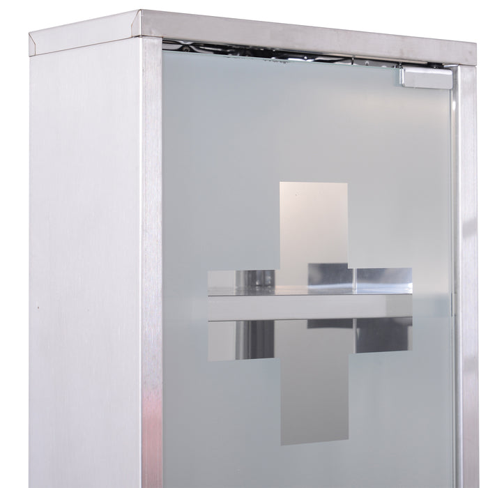Lockable Wall‑Mounted Medicine Cabinet with Safety Glass Door, Silver, 48cm