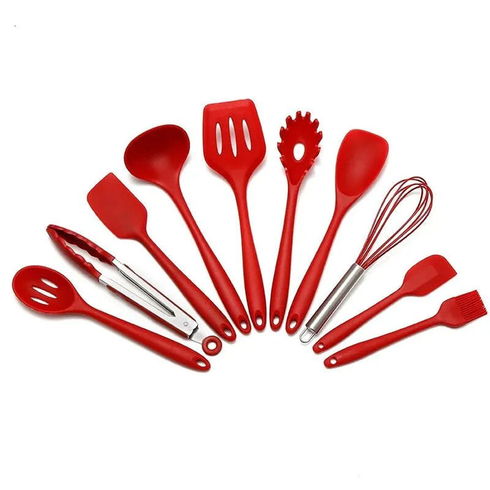 AliExpress Collection 10 PCS Silicone Cookware Set Kitchen Cooking Tools Baking Tools Tableware Silicone Shovel Spoon Scraper - Shopsta EU