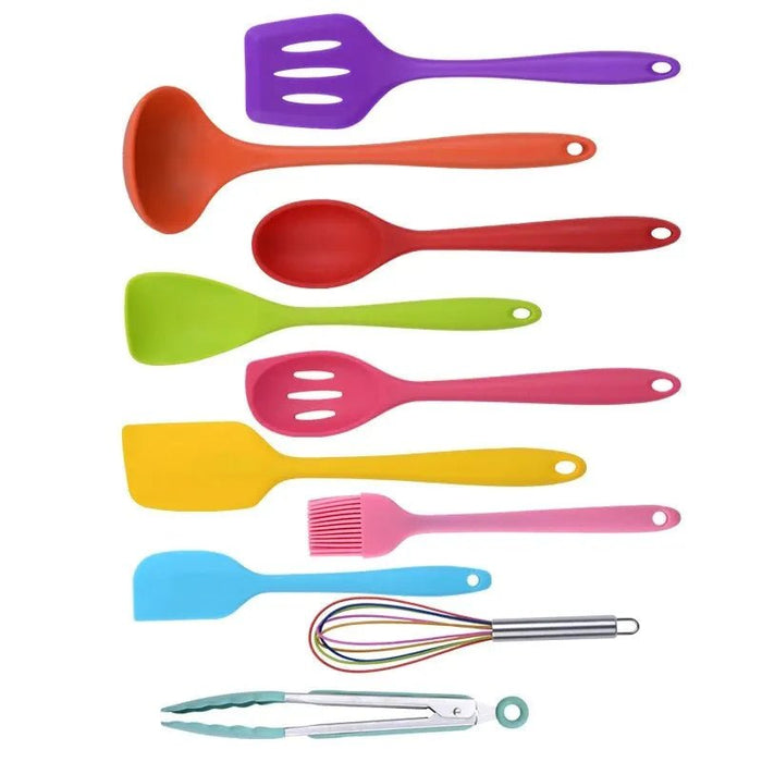 AliExpress Collection 10 PCS Silicone Cookware Set Kitchen Cooking Tools Baking Tools Tableware Silicone Shovel Spoon Scraper - Shopsta EU