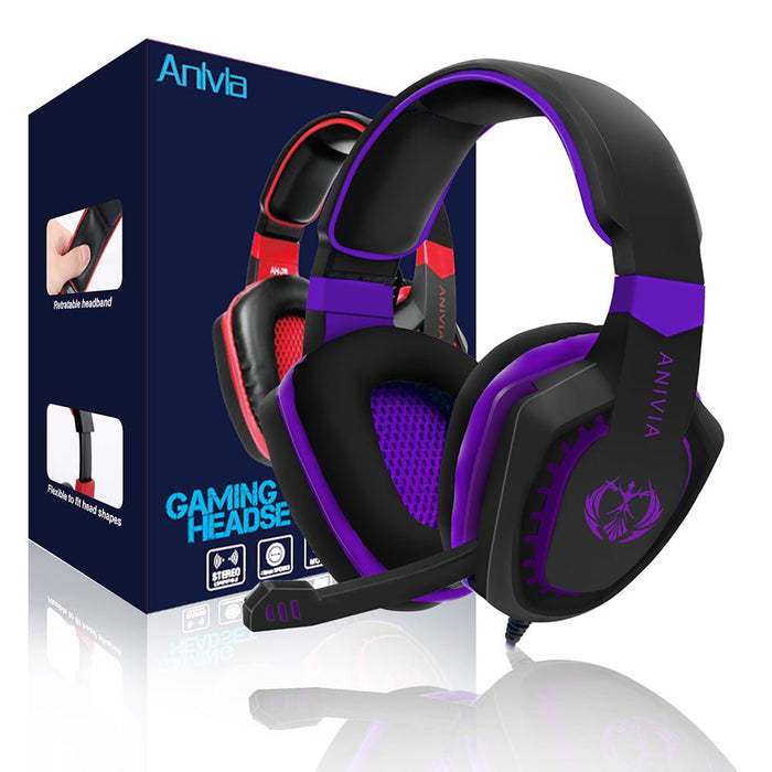 Anivia AH28 Gaming Headset - 3.5mm Audio Interface, Omnidirectional Flexible Microphone, Compatible with PS4, Xbox S/X, Laptop, PC - Ideal for Gamers and Virtual Meetings - Shopsta EU