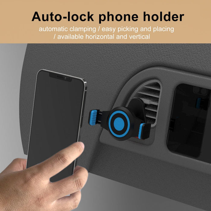 Auto-Lock Phone Holder Stand Bracket - 360° Rotation for Car Dashboard and Air Vent, Compatible with iPhone 12, XS, 11 Pro, POCO X3 NFC - Ideal for Hands-Free Mobile Phone Use in Vehicles - Shopsta EU