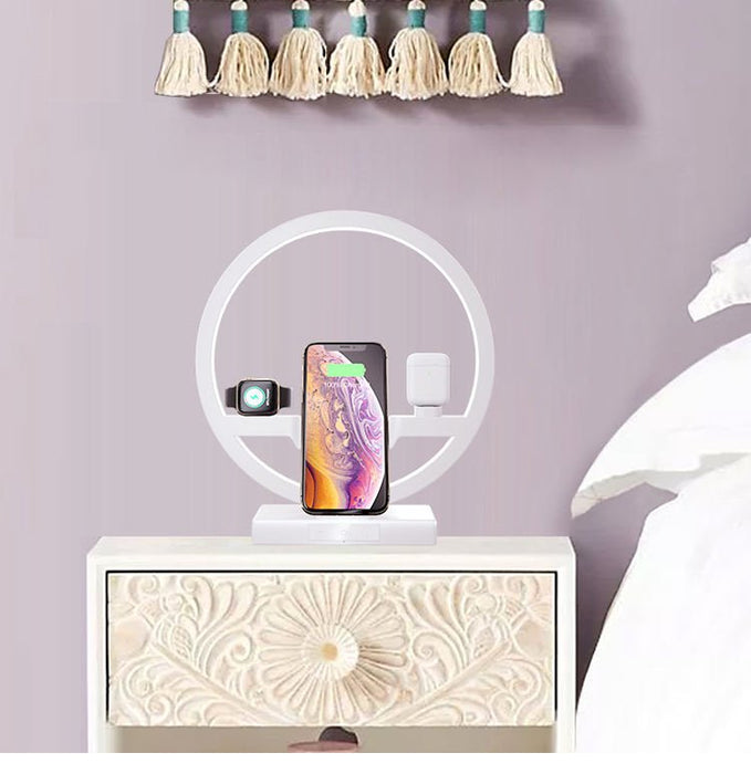 BAKEEY 3 in 1 10W - Wireless Charging Desk Lamp with LED Night Light and Qi Magnet - Ideal for iPhone 11, 12, 13 Users who Desire Multifunctional Convenience - Shopsta EU