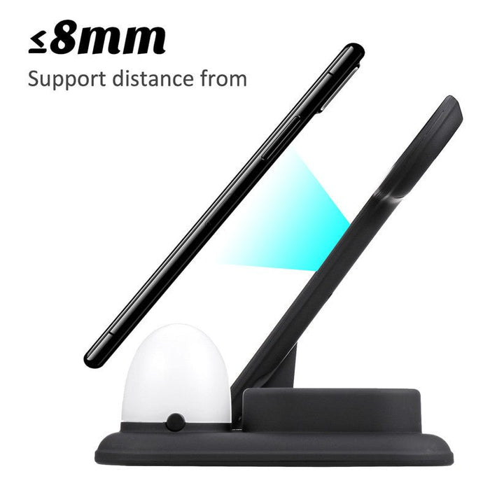 Bakeey 4 In 1 Wireless Charger - 10W/7.5W/5W Night Light Quick Charging Stand for iPhone, Apple Watch & Airpod - Perfect for iPhone XS 11Pro & Apple Watch 5/4/3/2/1 Users - Shopsta EU