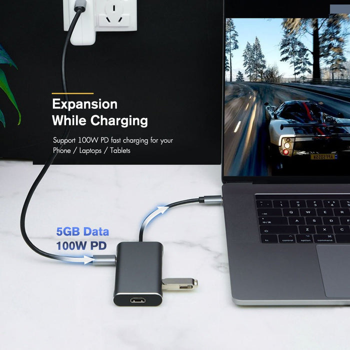 Bakeey 6 in 1 USB-C Hub - Docking Station with 3*USB3.0, 5Gbps, HDMI 8K@30HZ, UHD Video, Type-C PD 100W Fast Charging - Perfect for Laptops and Tablets with High-Speed Data Transfer - Shopsta EU